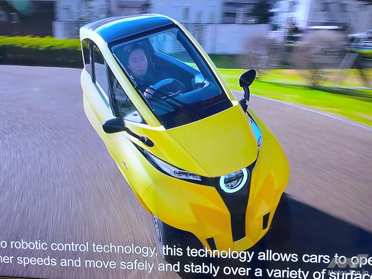 Air-conditioned two-seater electric mobility vehicle! Two front wheels and one rear wheel, leaning the body to corner | Japan