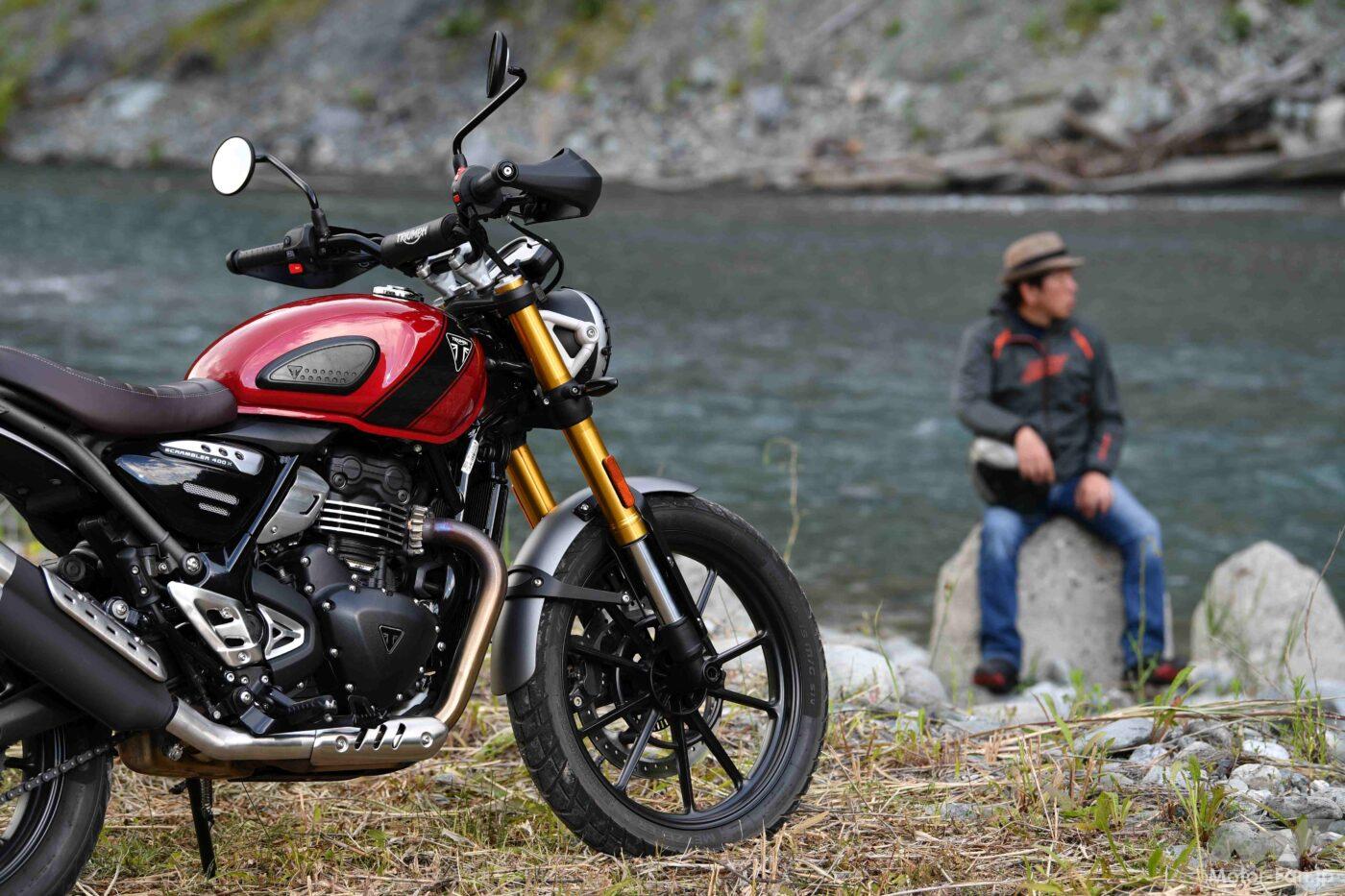 A Triumph that can be ridden with a standard motorcycle license (medium-grade license). The Scrambler 400X is easy to use, wh
